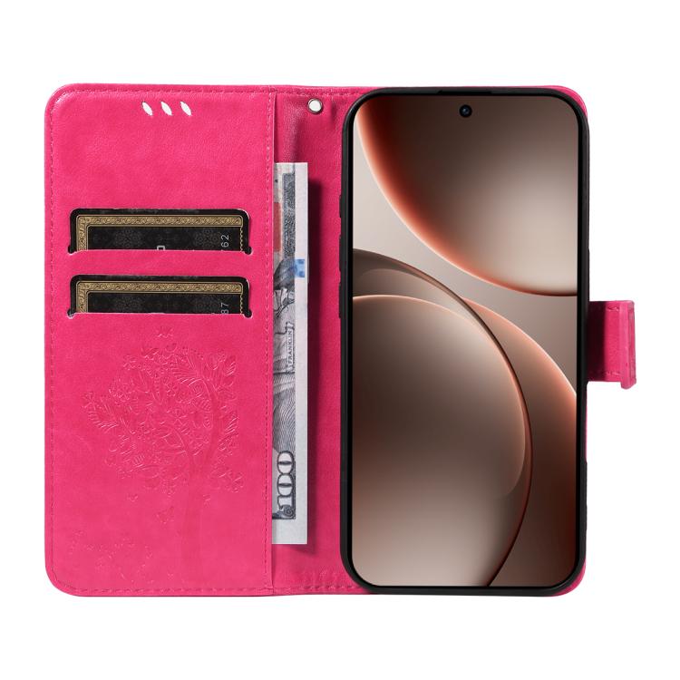For OPPO Find X9 Pro Tree & Cat Embossed Pattern Flip Leather Phone Case