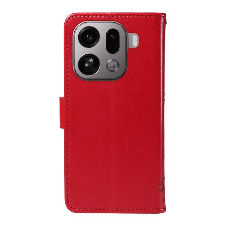 For OPPO Find X9 Pro Tree & Cat Embossed Pattern Flip Leather Phone Case
