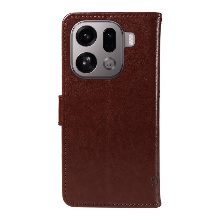 For OPPO Find X9 Pro Tree & Cat Embossed Pattern Flip Leather Phone Case