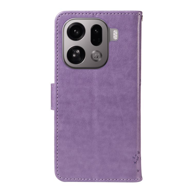 For OPPO Find X9 Pro Tree & Cat Embossed Pattern Flip Leather Phone Case