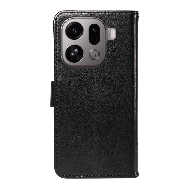 For OPPO Find X9 Pro Tree & Cat Embossed Pattern Flip Leather Phone Case