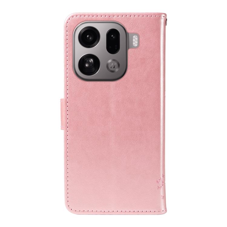 For OPPO Find X9 Pro Tree & Cat Embossed Pattern Flip Leather Phone Case