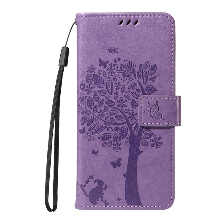 For OPPO Find X9 Tree & Cat Embossed Pattern Flip Leather Phone Case