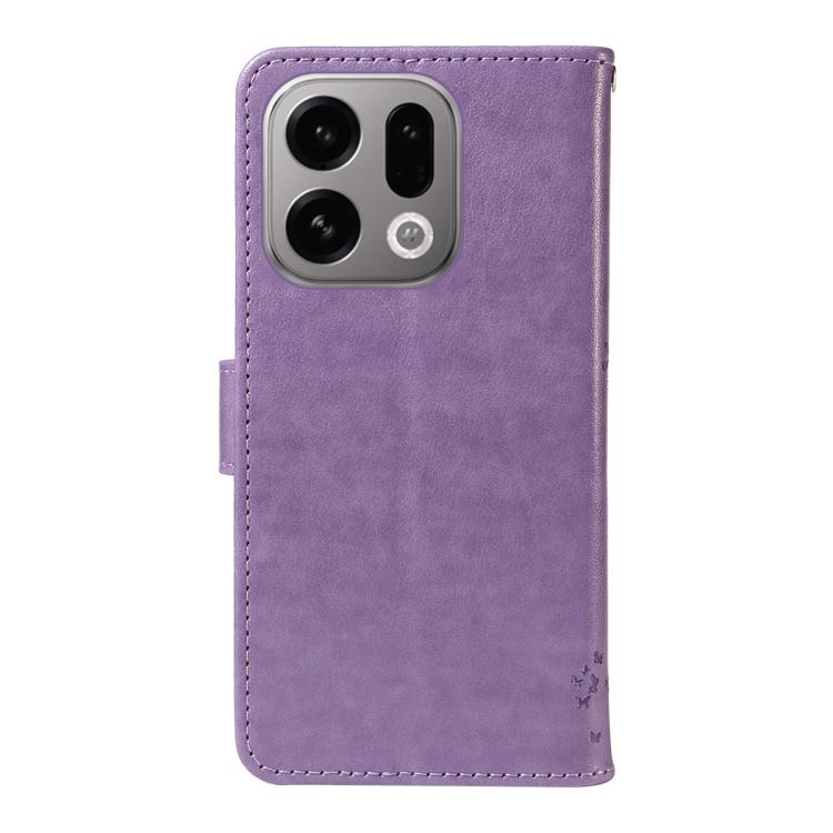 For OPPO Find X9 Tree & Cat Embossed Pattern Flip Leather Phone Case