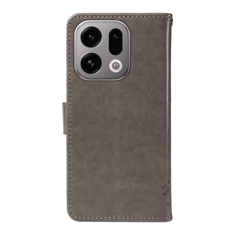 For OPPO Find X9 Tree & Cat Embossed Pattern Flip Leather Phone Case