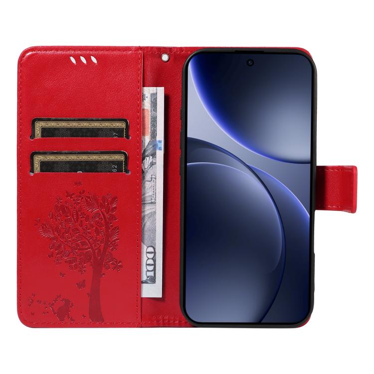 For OPPO Find X9 Tree & Cat Embossed Pattern Flip Leather Phone Case