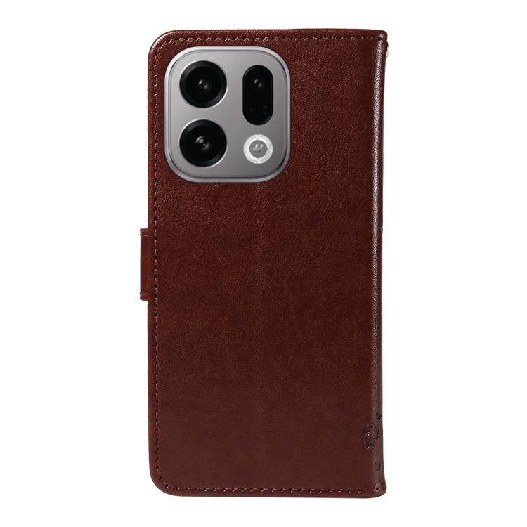For OPPO Find X9 Tree & Cat Embossed Pattern Flip Leather Phone Case