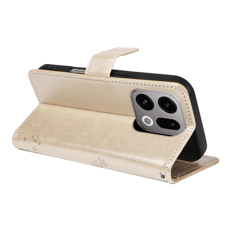 For OPPO Find X9 Tree & Cat Embossed Pattern Flip Leather Phone Case