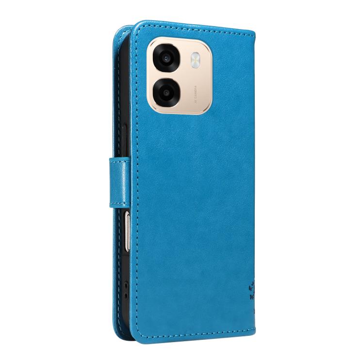 For OPPO A6X 5G / A6 5G Tree & Cat Embossed Pattern Flip Leather Phone Case