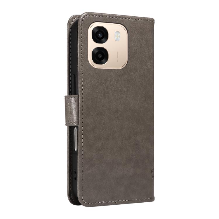 For OPPO A6X 5G / A6 5G Tree & Cat Embossed Pattern Flip Leather Phone Case