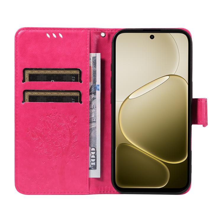 For OPPO A6X 5G / A6 5G Tree & Cat Embossed Pattern Flip Leather Phone Case
