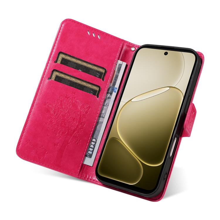 For OPPO A6X 5G / A6 5G Tree & Cat Embossed Pattern Flip Leather Phone Case