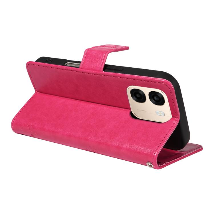 For OPPO A6X 5G / A6 5G Tree & Cat Embossed Pattern Flip Leather Phone Case