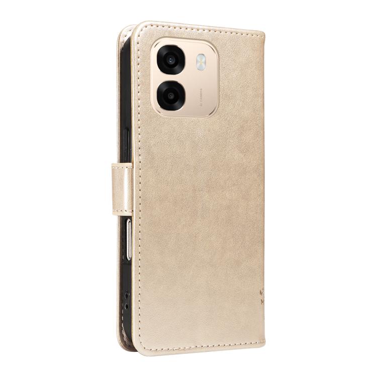 For OPPO A6X 5G / A6 5G Tree & Cat Embossed Pattern Flip Leather Phone Case