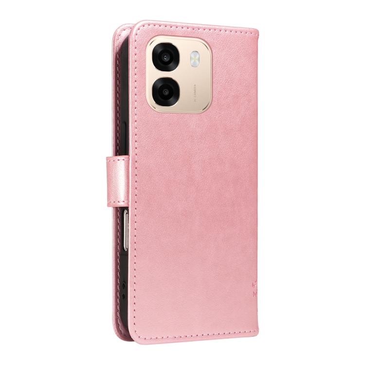 For OPPO A6X 5G / A6 5G Tree & Cat Embossed Pattern Flip Leather Phone Case