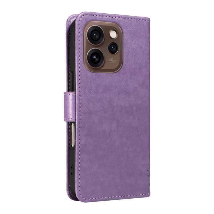 For OPPO Reno15 5G Global Tree & Cat Embossed Pattern Flip Leather Phone Case