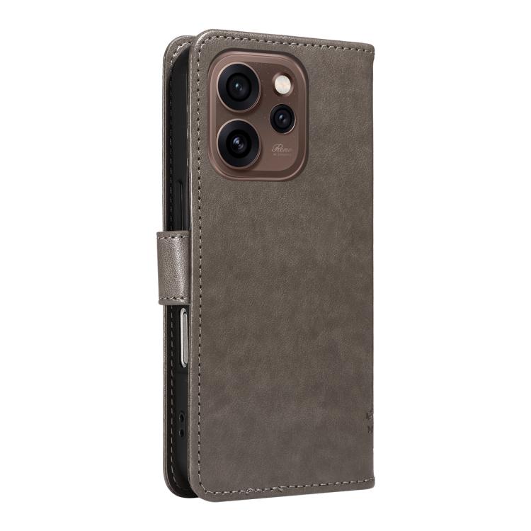 For OPPO Reno15 5G Global Tree & Cat Embossed Pattern Flip Leather Phone Case