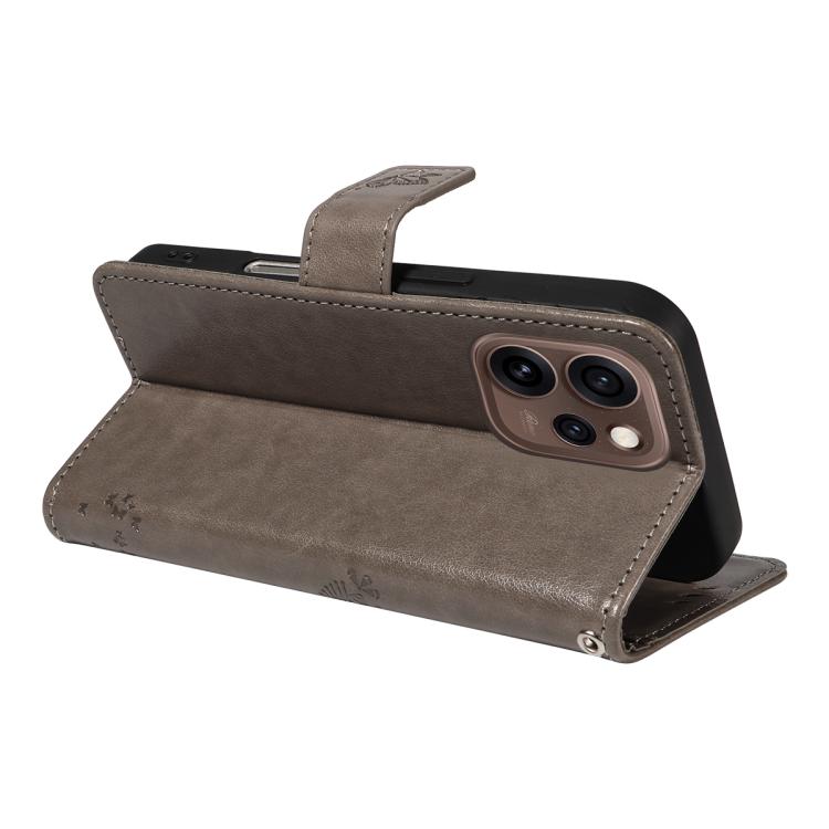 For OPPO Reno15 5G Global Tree & Cat Embossed Pattern Flip Leather Phone Case