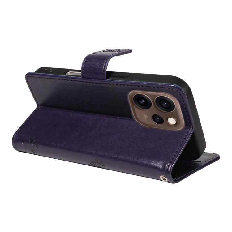 For OPPO Reno15 5G Global Tree & Cat Embossed Pattern Flip Leather Phone Case