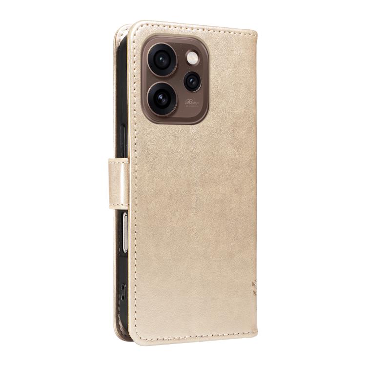 For OPPO Reno15 5G Global Tree & Cat Embossed Pattern Flip Leather Phone Case