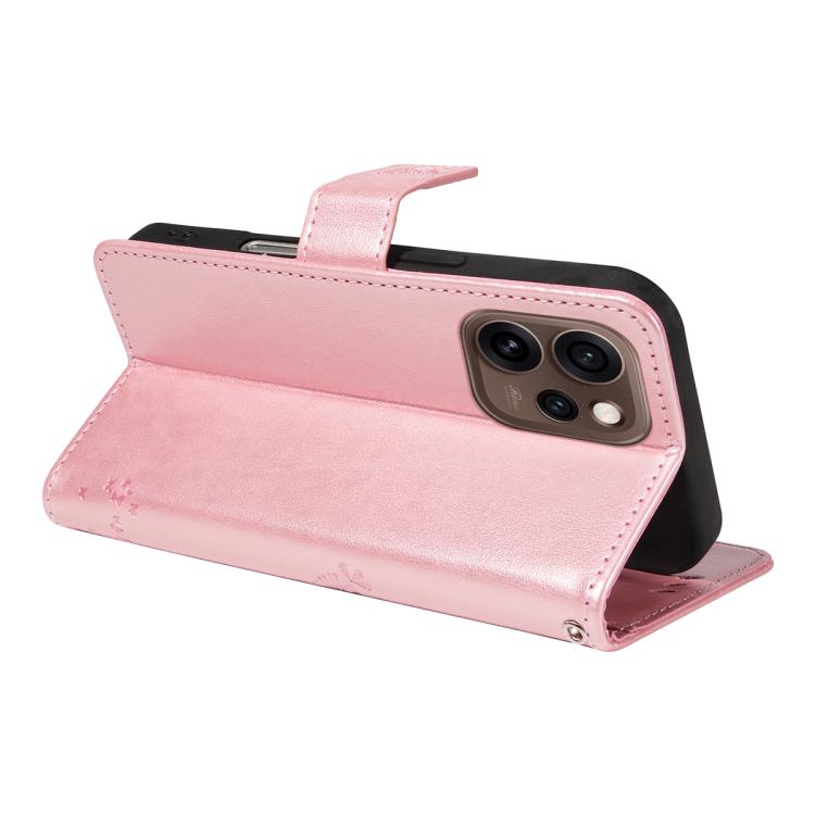 For OPPO Reno15 5G Global Tree & Cat Embossed Pattern Flip Leather Phone Case