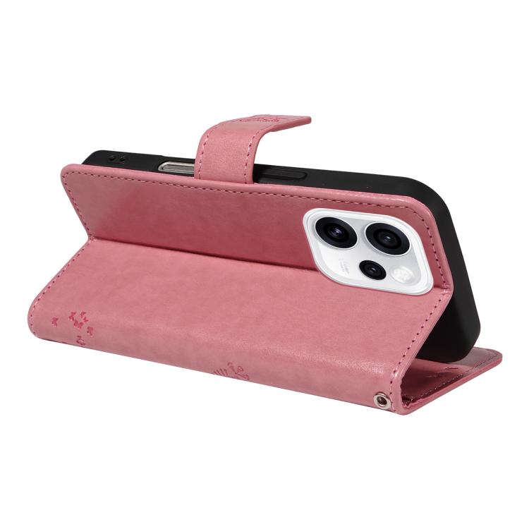 For OPPO Reno15 Pro 5G Global Tree & Cat Embossed Pattern Flip Leather Phone Case