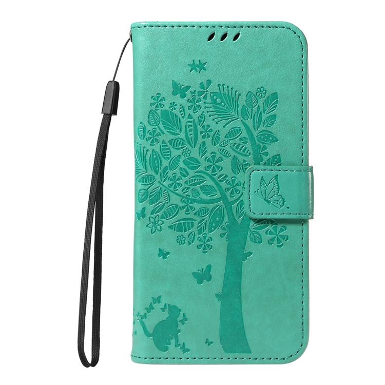 For OPPO Reno15 Pro 5G Global Tree & Cat Embossed Pattern Flip Leather Phone Case