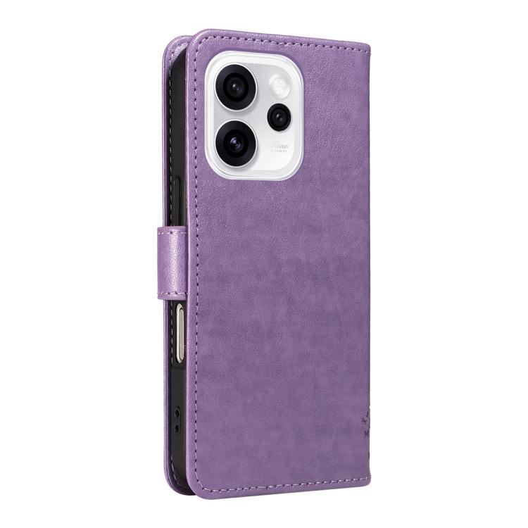 For OPPO Reno15 Pro 5G Global Tree & Cat Embossed Pattern Flip Leather Phone Case