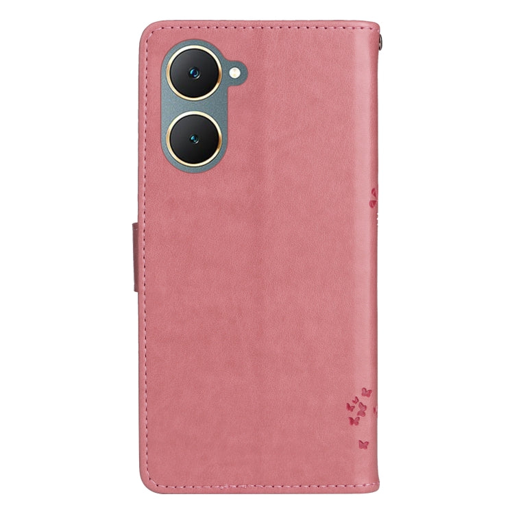 For vivo Y03 Tree & Cat Embossed Pattern Flip Leather Phone Case