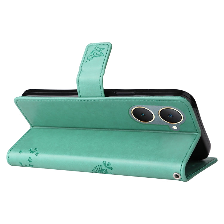 For vivo Y03 Tree & Cat Embossed Pattern Flip Leather Phone Case
