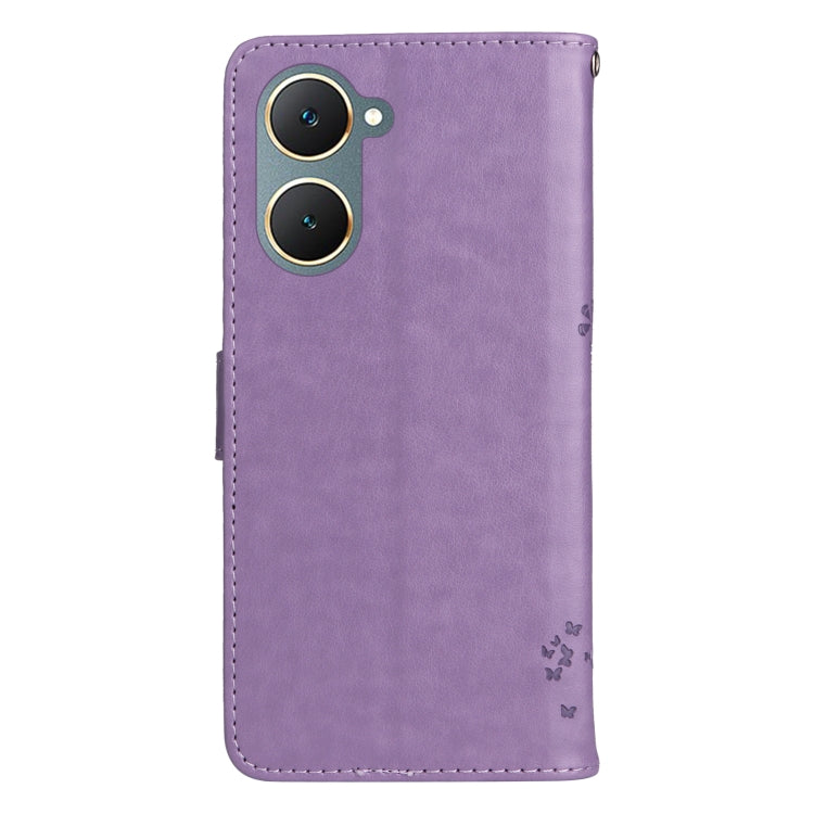 For vivo Y03 Tree & Cat Embossed Pattern Flip Leather Phone Case