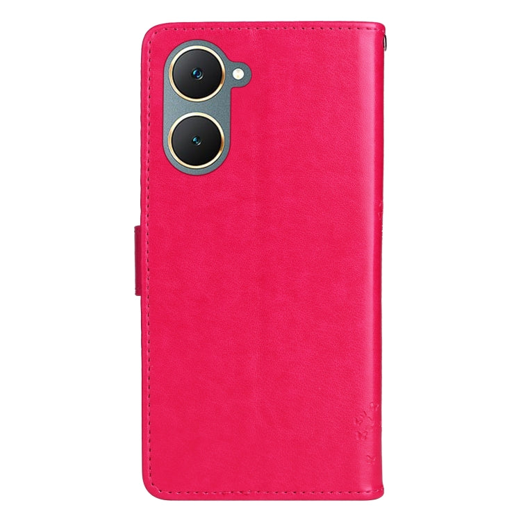 For vivo Y03 Tree & Cat Embossed Pattern Flip Leather Phone Case