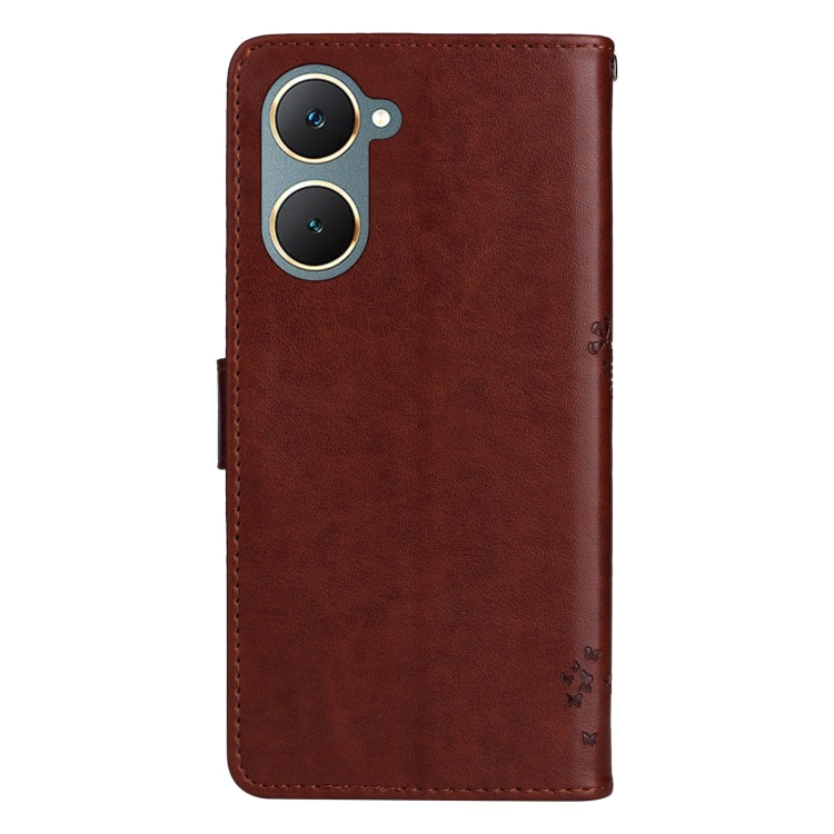 For vivo Y03 Tree & Cat Embossed Pattern Flip Leather Phone Case