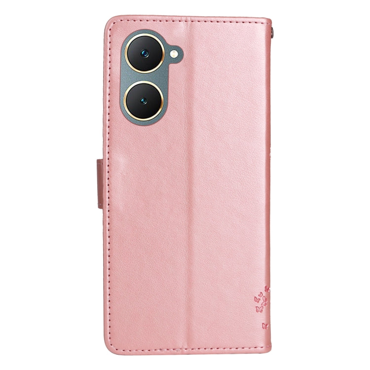 For vivo Y03 Tree & Cat Embossed Pattern Flip Leather Phone Case