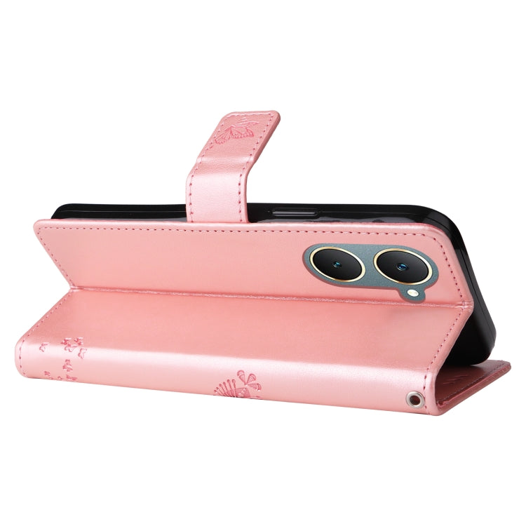 For vivo Y03 Tree & Cat Embossed Pattern Flip Leather Phone Case