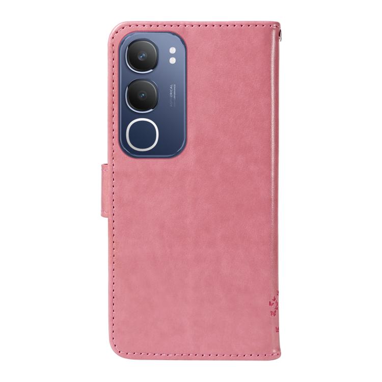 For vivo Y19 4G Global Tree & Cat Embossed Pattern Flip Leather Phone Case