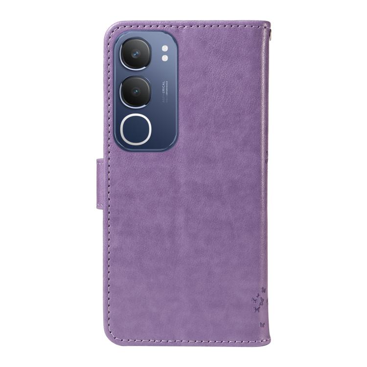 For vivo Y19 4G Global Tree & Cat Embossed Pattern Flip Leather Phone Case