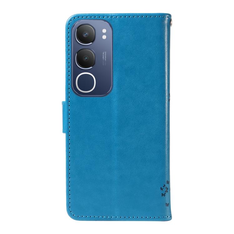 For vivo Y19 4G Global Tree & Cat Embossed Pattern Flip Leather Phone Case