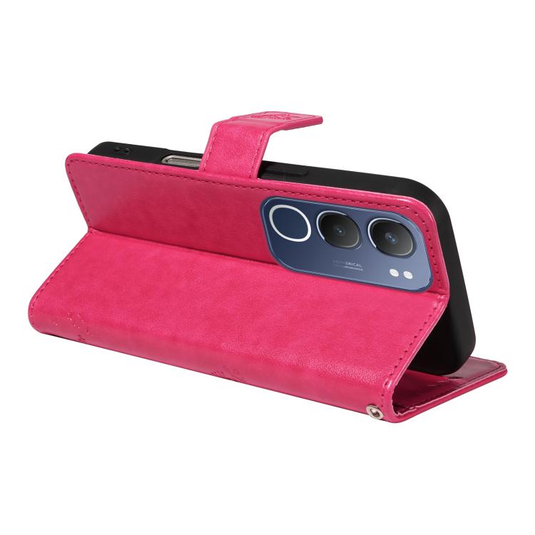 For vivo Y19 4G Global Tree & Cat Embossed Pattern Flip Leather Phone Case