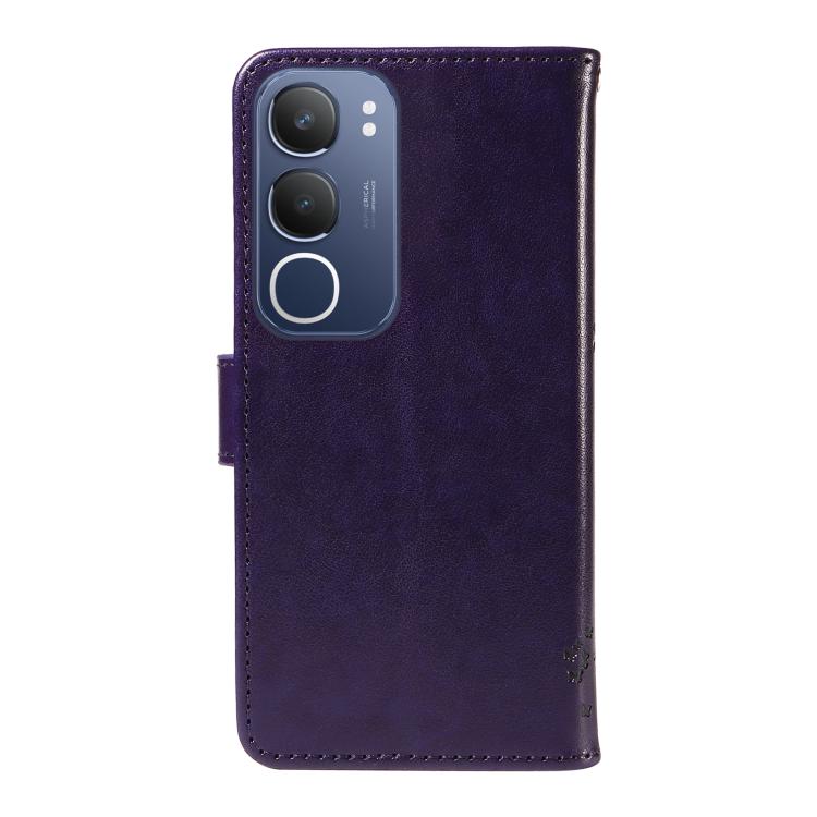 For vivo Y19 4G Global Tree & Cat Embossed Pattern Flip Leather Phone Case