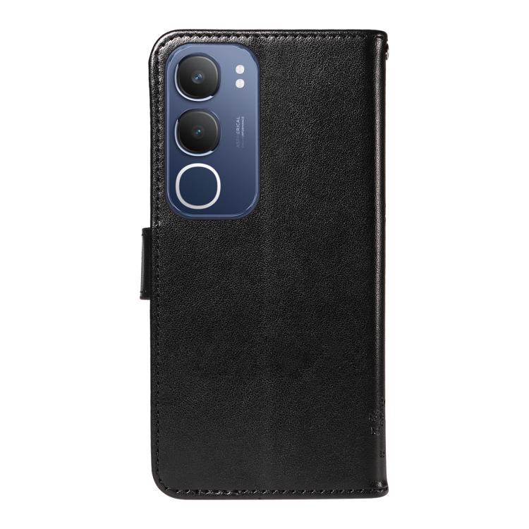 For vivo Y19 4G Global Tree & Cat Embossed Pattern Flip Leather Phone Case