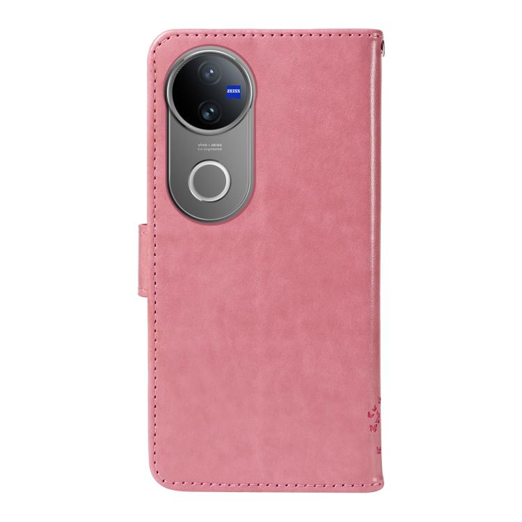 For vivo V50 5G Global Tree & Cat Embossed Pattern Flip Leather Phone Case