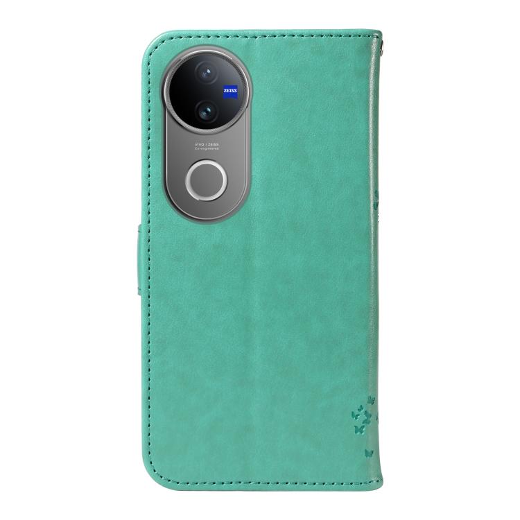 For vivo V50 5G Global Tree & Cat Embossed Pattern Flip Leather Phone Case