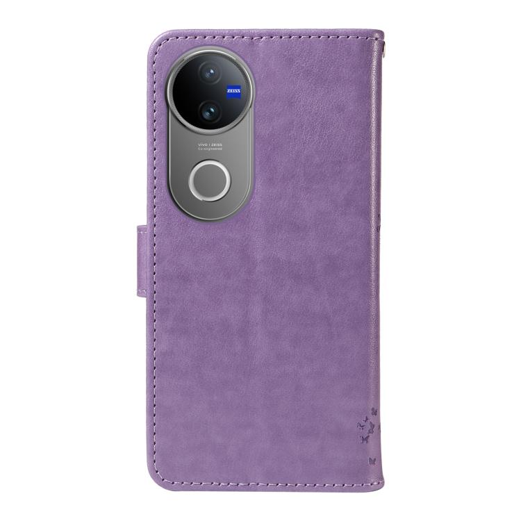 For vivo V50 5G Global Tree & Cat Embossed Pattern Flip Leather Phone Case