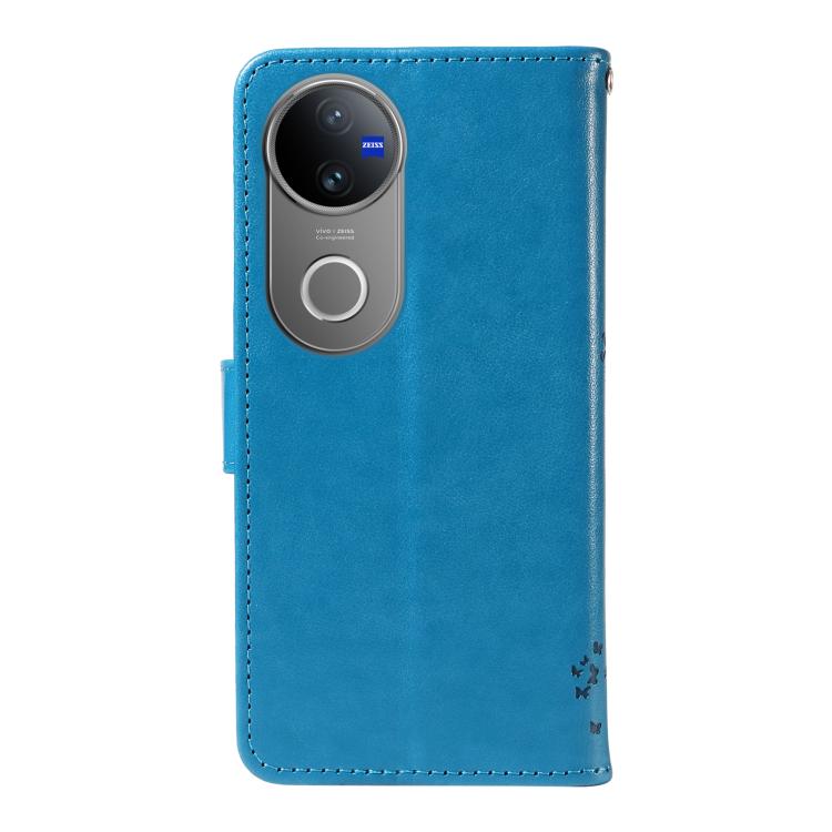 For vivo V50 5G Global Tree & Cat Embossed Pattern Flip Leather Phone Case