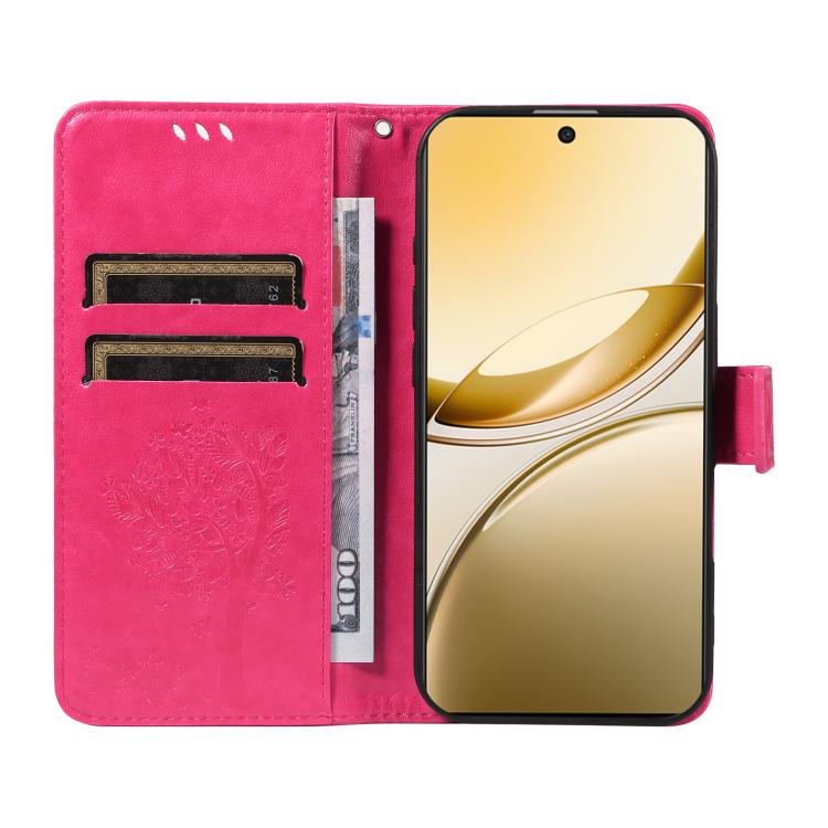 For vivo V50 5G Global Tree & Cat Embossed Pattern Flip Leather Phone Case