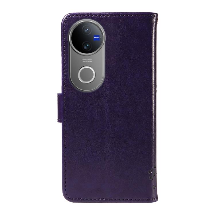 For vivo V50 5G Global Tree & Cat Embossed Pattern Flip Leather Phone Case