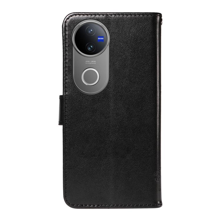 For vivo V50 5G Global Tree & Cat Embossed Pattern Flip Leather Phone Case