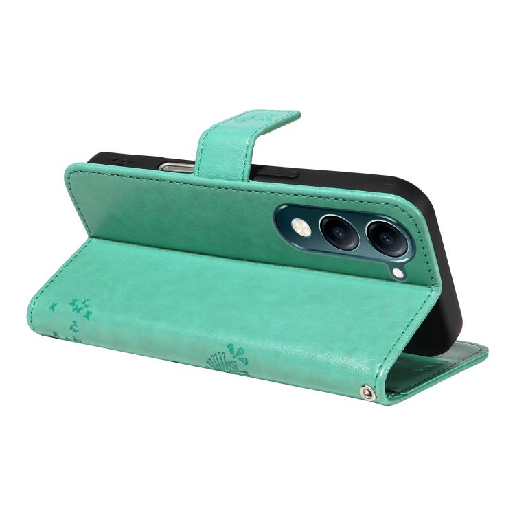 For vivo Y29S 5G / Y04 Tree & Cat Embossed Pattern Flip Leather Phone Case