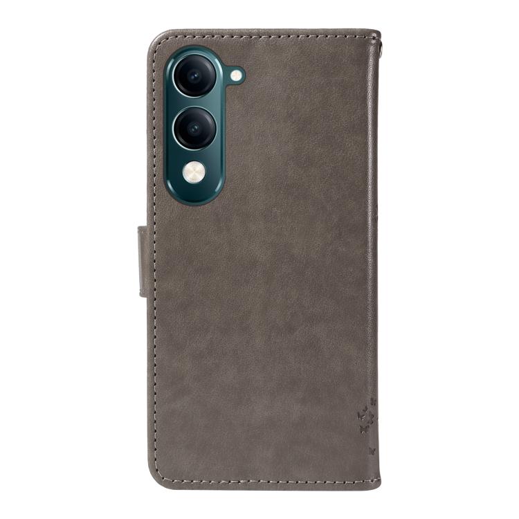 For vivo Y29S 5G / Y04 Tree & Cat Embossed Pattern Flip Leather Phone Case